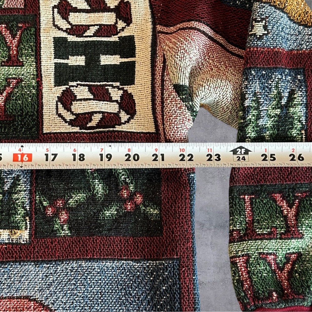Vintage Sugar Street Weavers Tapestry Sweater OS Red Christmas Patchwork - Picture 5 of 11